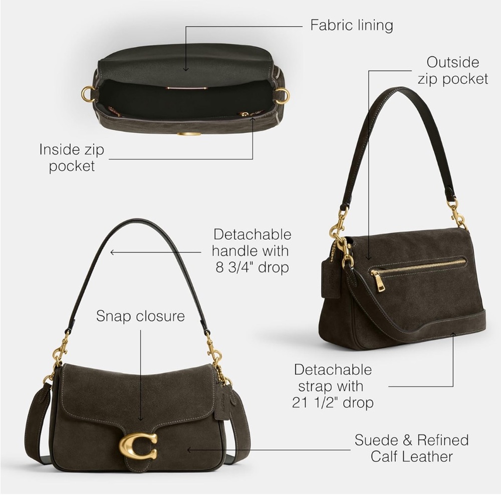 Coach Soft Tabby in Olive Suede - Picture 11 of 12